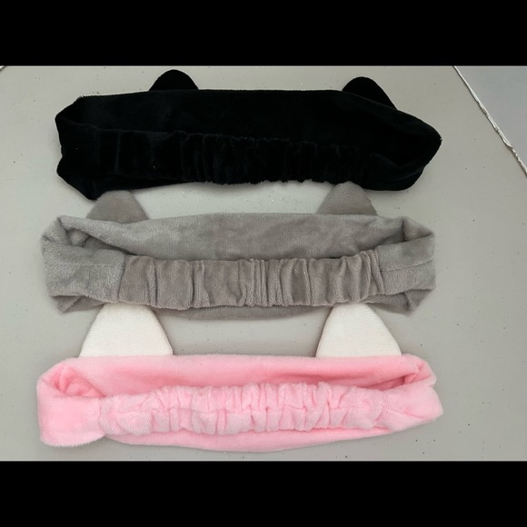 🐈‍⬛KITTEN CAT Plush Headbands Pink Ears (LOT of 3) 🖤🤍💗NEW - Picture 2 of 4